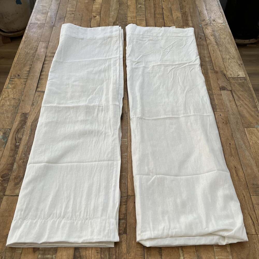 Threshold Off-White Linen Blend Curtain Panel Set (2) 49 in x 81 in